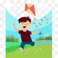 男孩放风筝-空若网 男孩放风筝-空若网