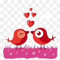 爱情小鸟红色爱心卡通素材-空若网 爱情小鸟红色爱心卡通素材-空若网