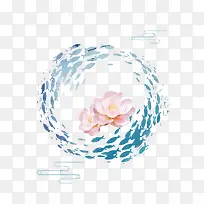 矢量卡通荷花游鱼-空若网 矢量卡通荷花游鱼-空若网