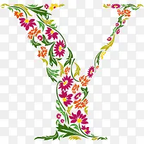 多彩花藤字母-空若网 多彩花藤字母-空若网