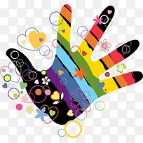 创意多彩条纹手掌-空若网 创意多彩条纹手掌-空若网