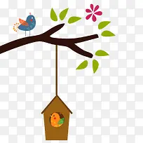 卡通树枝上的鸟笼设计-空若网 卡通树枝上的鸟笼设计-空若网