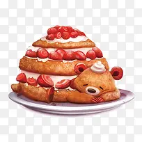 矢量小熊草莓蛋糕-空若网 矢量小熊草莓蛋糕-空若网