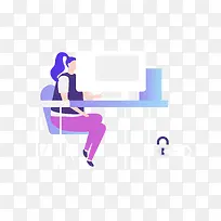 创意办公室女子金融插画-空若网 创意办公室女子金融插画-空若网