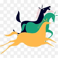 手绘小清新骏马插画图案-空若网 手绘小清新骏马插画图案-空若网