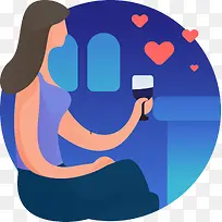 夸张约会女生人物插画-空若网 夸张约会女生人物插画-空若网