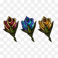 水彩红黄蓝花苞插画素材-空若网 水彩红黄蓝花苞插画素材-空若网