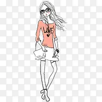 时尚女生卡通插画-空若网 时尚女生卡通插画-空若网