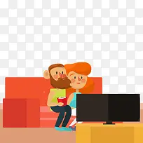 创意夫妇一起看电视-空若网 创意夫妇一起看电视-空若网