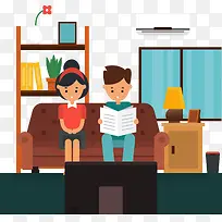 在家一起看电视的夫妻-空若网 在家一起看电视的夫妻-空若网