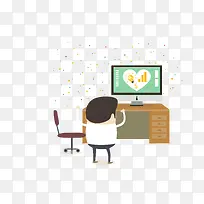 矢量彩色看电视的男孩-空若网 矢量彩色看电视的男孩-空若网