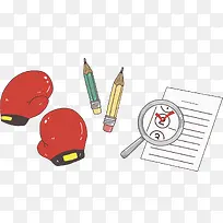 水彩文具手套放大镜免抠图-空若网 水彩文具手套放大镜免抠图-空若网