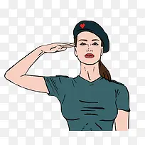 矢量卡通女性军人-空若网 矢量卡通女性军人-空若网