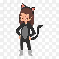 卡通可爱猫女矢量图-空若网 卡通可爱猫女矢量图-空若网