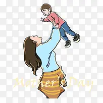 母亲节装饰插图妈妈高举孩子插画-空若网 母亲节装饰插图妈妈高举孩子插画-空若网