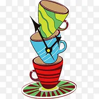 叠杯子钟表矢量图-空若网 叠杯子钟表矢量图-空若网