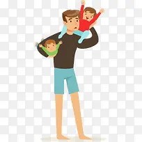 彩色扁平化父亲节卡通插画-空若网 彩色扁平化父亲节卡通插画-空若网