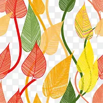 卡通手绘树叶底纹-空若网 卡通手绘树叶底纹-空若网