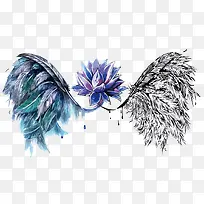 矢量翅膀和莲花-空若网 矢量翅膀和莲花-空若网