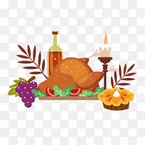 温馨感恩节火鸡节餐桌上丰盛食物-空若网 温馨感恩节火鸡节餐桌上丰盛食物-空若网
