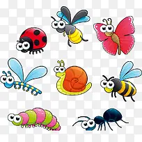 八只不同颜色的卡通昆虫-空若网 八只不同颜色的卡通昆虫-空若网