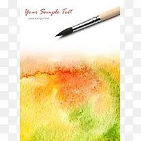 毛笔与水彩墨迹背景-空若网 毛笔与水彩墨迹背景-空若网