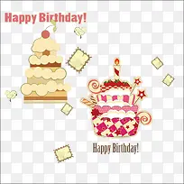 复古风格生日蛋糕矢量素材-空若网 复古风格生日蛋糕矢量素材-空若网