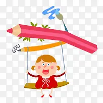 坐在树枝上荡秋千的女孩-空若网 坐在树枝上荡秋千的女孩-空若网