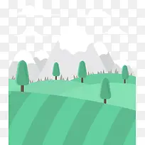 卡通扁平化山峰草地矢量图-空若网 卡通扁平化山峰草地矢量图-空若网