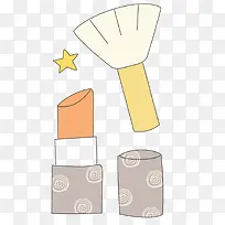 卡通手绘美妆刷子唇膏元素-空若网 卡通手绘美妆刷子唇膏元素-空若网