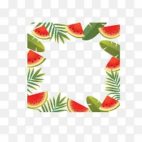 夏日树叶西瓜边框-空若网 夏日树叶西瓜边框-空若网