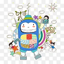 手绘卡通机器人-空若网 手绘卡通机器人-空若网