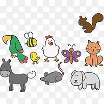 矢量卡通手绘动物素材合集-空若网 矢量卡通手绘动物素材合集-空若网
