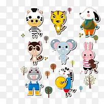 站立的卡通动物合集-空若网 站立的卡通动物合集-空若网