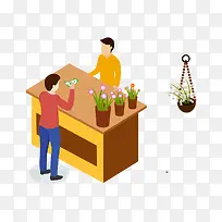 2.5D买花人物场景立体插画-空若网 2.5D买花人物场景立体插画-空若网