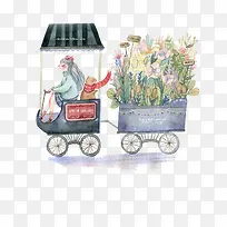 2017买鲜花的小女孩插画素材-空若网 2017买鲜花的小女孩插画素材-空若网