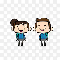 卡通手绘可爱的男女小学生素材-空若网 卡通手绘可爱的男女小学生素材-空若网