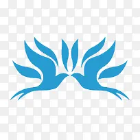 一对蓝色对称的燕子标志-空若网 一对蓝色对称的燕子标志-空若网