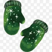 圣诞节绿色水彩手绘手套-空若网 圣诞节绿色水彩手绘手套-空若网
