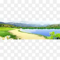 唯美大气湖边美景海报背景-空若网 唯美大气湖边美景海报背景-空若网