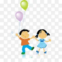 儿童节牵着气球的小朋友-空若网 儿童节牵着气球的小朋友-空若网