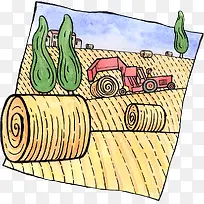 手绘装饰插画收割麦子-空若网 手绘装饰插画收割麦子-空若网