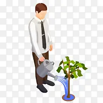 灰色扁平化浇花元素-空若网 灰色扁平化浇花元素-空若网