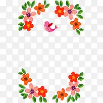 水彩春天红花边框-空若网 水彩春天红花边框-空若网