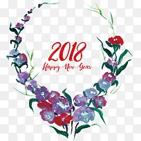 水彩牵牛花2018新年标题框-空若网 水彩牵牛花2018新年标题框-空若网