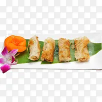 白色长方形盘子炸春卷-空若网 白色长方形盘子炸春卷-空若网