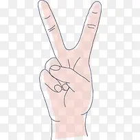 手绘胜利的手势矢量图-空若网 手绘胜利的手势矢量图-空若网