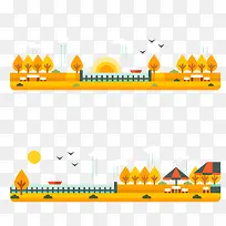 扁平化公园风景矢量图-空若网 扁平化公园风景矢量图-空若网