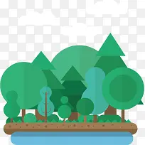 扁平化 沙滩 树林-空若网 扁平化 沙滩 树林-空若网