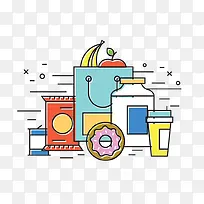 扁平化设计袋子瓶子-空若网 扁平化设计袋子瓶子-空若网